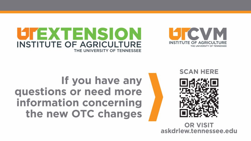 Slide showing logos of UT Extension and UT College of Veterinary Medicine and a QR code that goes to askdrlew.tennessee.edu