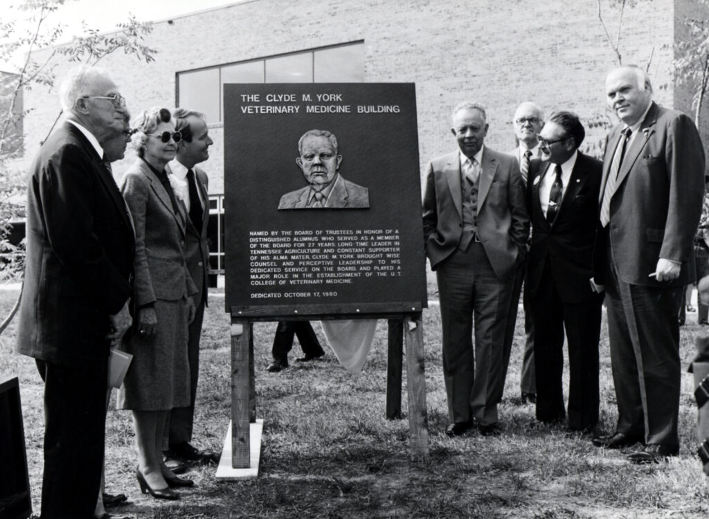 Clyde M York and others at building dedication.
