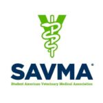 SAVMA green and blue logo with the veterinary Caduceus