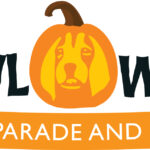 artwork depicting a jack-o-lantern with a dog's face on it. Info on the image is "Howl-O-Ween Pooch Parade and Pet Expo."